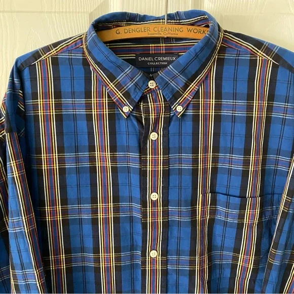 Daniel Cremieux Shirts | Daniel Cremieux Mens Button Down Dress Shirt XL Blue Plaid Made in France | Color: Blue/Yellow | Size: XL | Pm-17360734'S